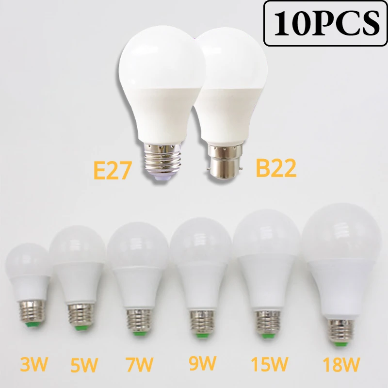 

10 PCS LED E27 led lamp B22 Led bulb AC 220V 1-5 pcs 25W 18W 15W 12W 9W 7W 5W 3W Lampada LED Spotlight Table lamp Lamps light