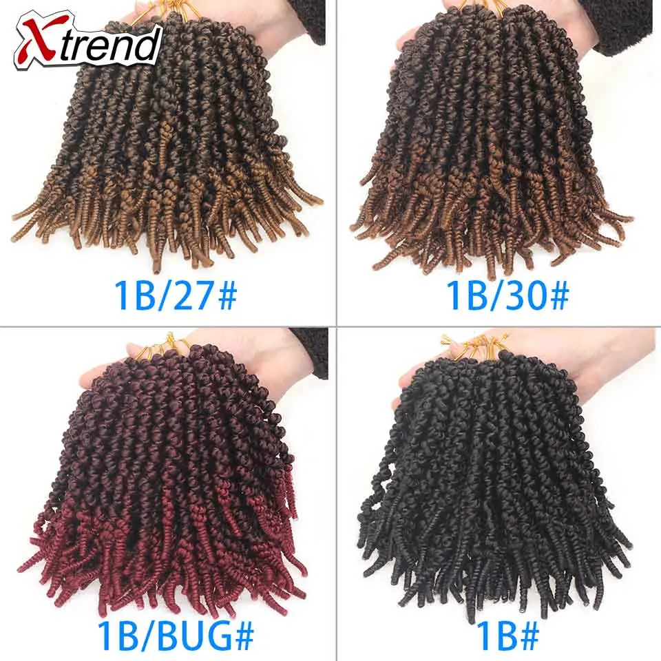 Xtrend синтетические Короткие пре-скрученные волосы боб Весна Твист Вязание