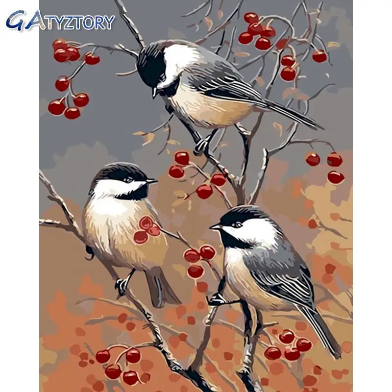 

GATYZTORY DIY Painting by numbers birds and flowers paint by numbers for children photo frames for picture decor for the home 40