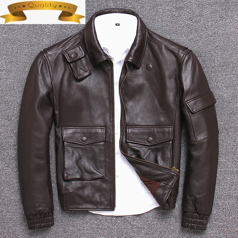 

Cowhide Jacket Men's Leather Short Genuine Leather Jacket Men Casual Real Cow Leather Coat Soft Chaqueta Cuero Hombre U1132