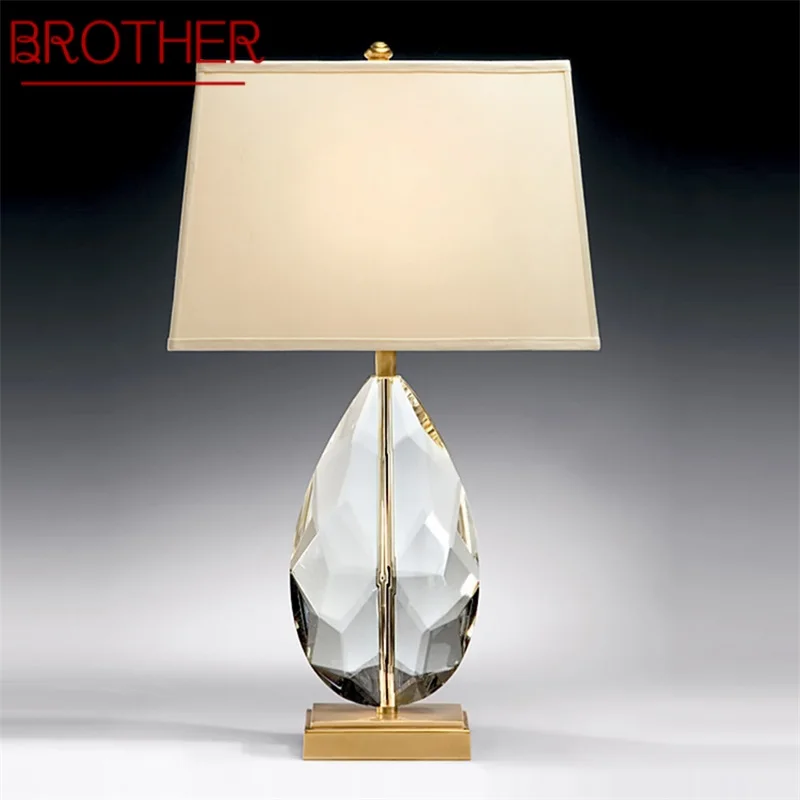 

BROTHER Dimmer Table Lamp Contemporary LED Crystal Gold Desk Light Luxury Decorative for Home Bed Room