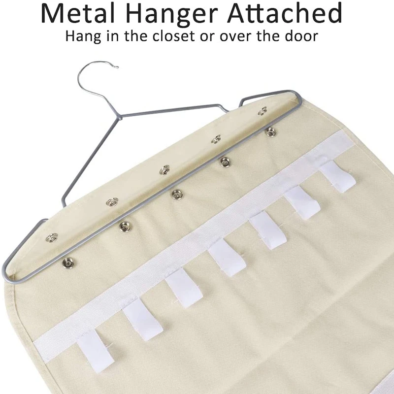 

Hanging Jewelry Organizer, Double Sided 40 Pockets and 20 Magic Tape Hook Jewelry Organizer, Necklace Holder Organizer