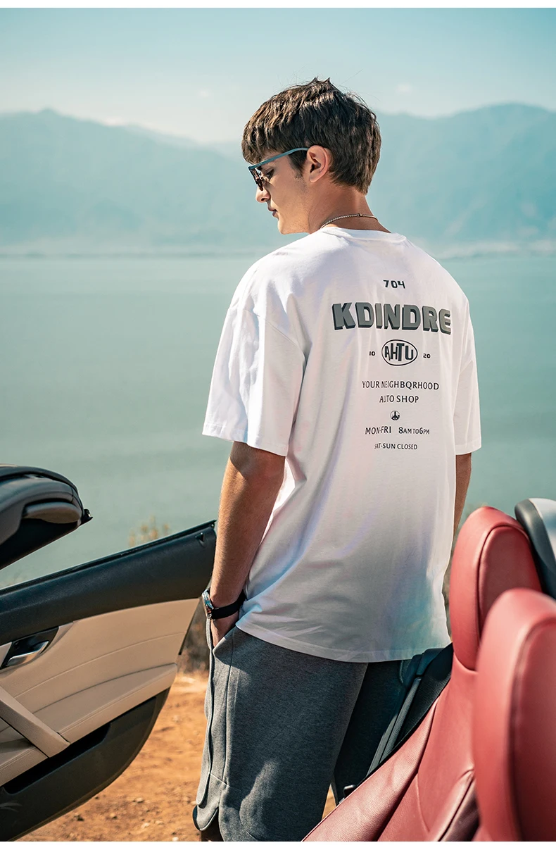 

2477 Summer slippery cotton letter printing trendy brand loose men's short-sleeved T-shirt 2021 new