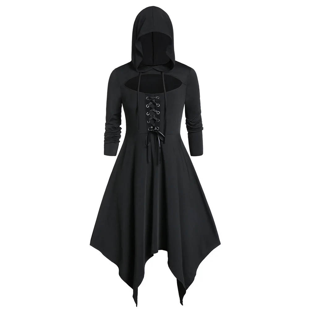 Женское асимметричное платье с капюшоном ROSEGAL Повседневное длинными рукавами и