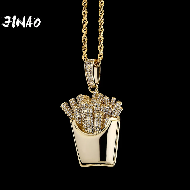

JINAO HIO HOP Hot Sale High Quality Personality Iced Out AAA+ CZ Chips Pendant & Necklace Men and Women Jewelry For Gift