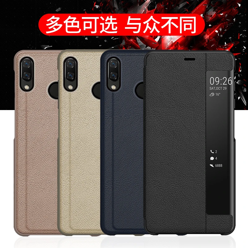 

Sleep Wake Up Window Clear Smart View Back Cover for Huawei Nova 3 3i P Smart Plus Nova3 I PSmart+ Leather Flip Case Phone Stand