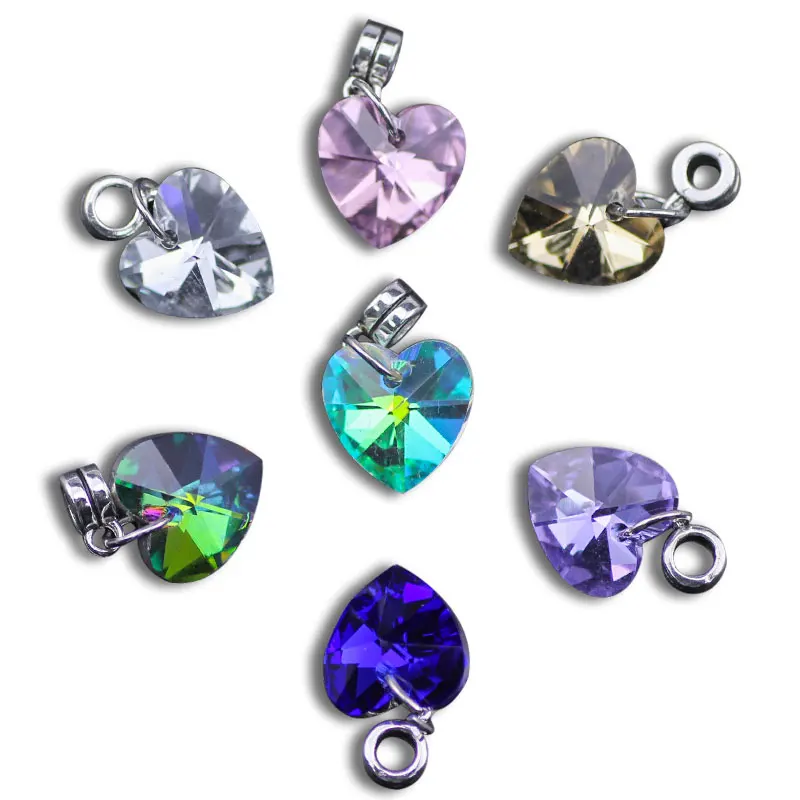 

10 шт./лот 14 мм Подвески с кристаллами в форме сердца из горного хрусталя металлические серебряные подвески аксессуары «сделай сам» материал...