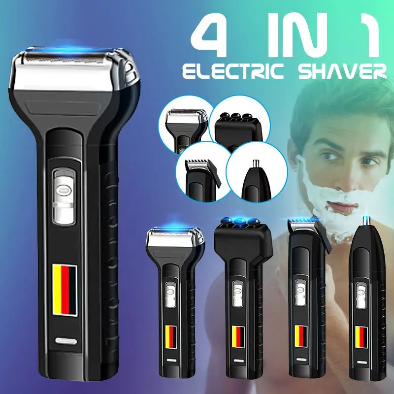 

Becornce 4-in-1 Rechargeable Electric Beard Shaver Hair Clipper Nose Hair Trimmer Cordles Massage Razors Men Waterproof Portable