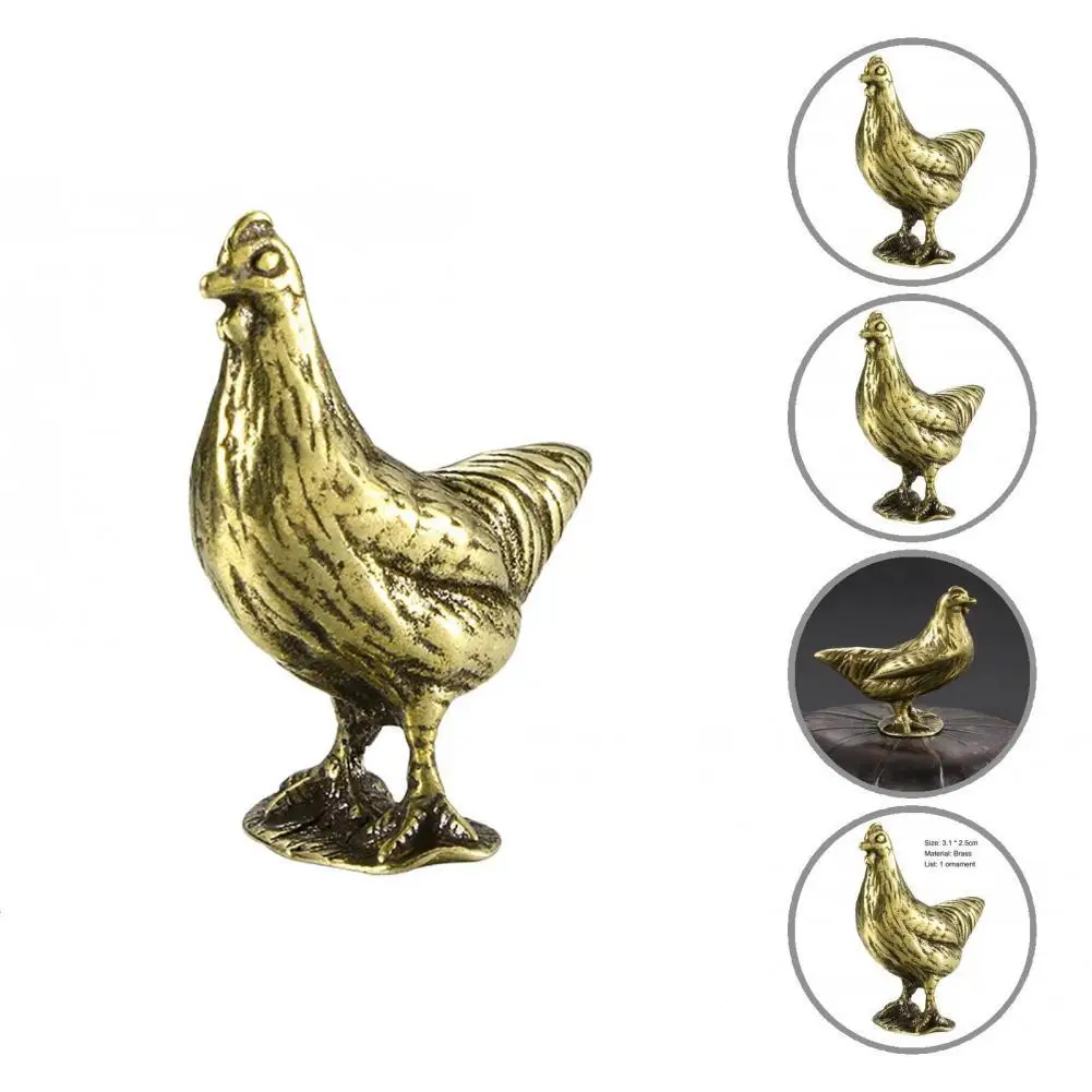 

Excellent Miniature Sculpture Sturdy Compact Fine Animal Brass Miniature Hen Statue Brass Figurine