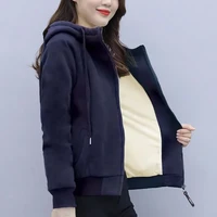 plus size plus velvet thick warm sweatershirts women winter korean loose wild zipper cardigan hoodies jacket 2021 femme tops w6