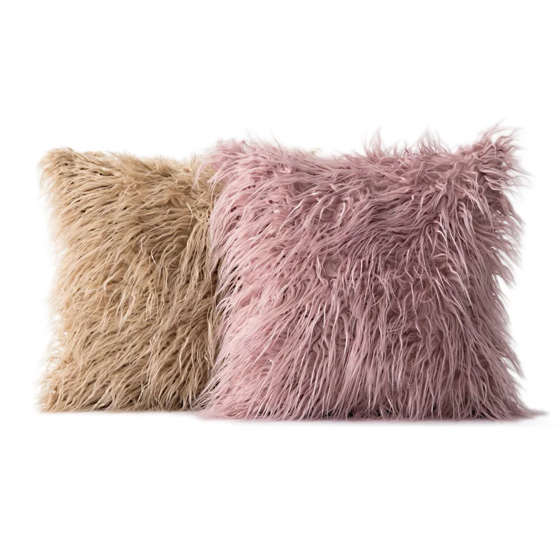 

Soft Fur Plush Cushion Cover Home Decor Pillow Covers Living Bedroom Sofa Decorative Pillowcase Solid Color Shaggy Fluffy Cover