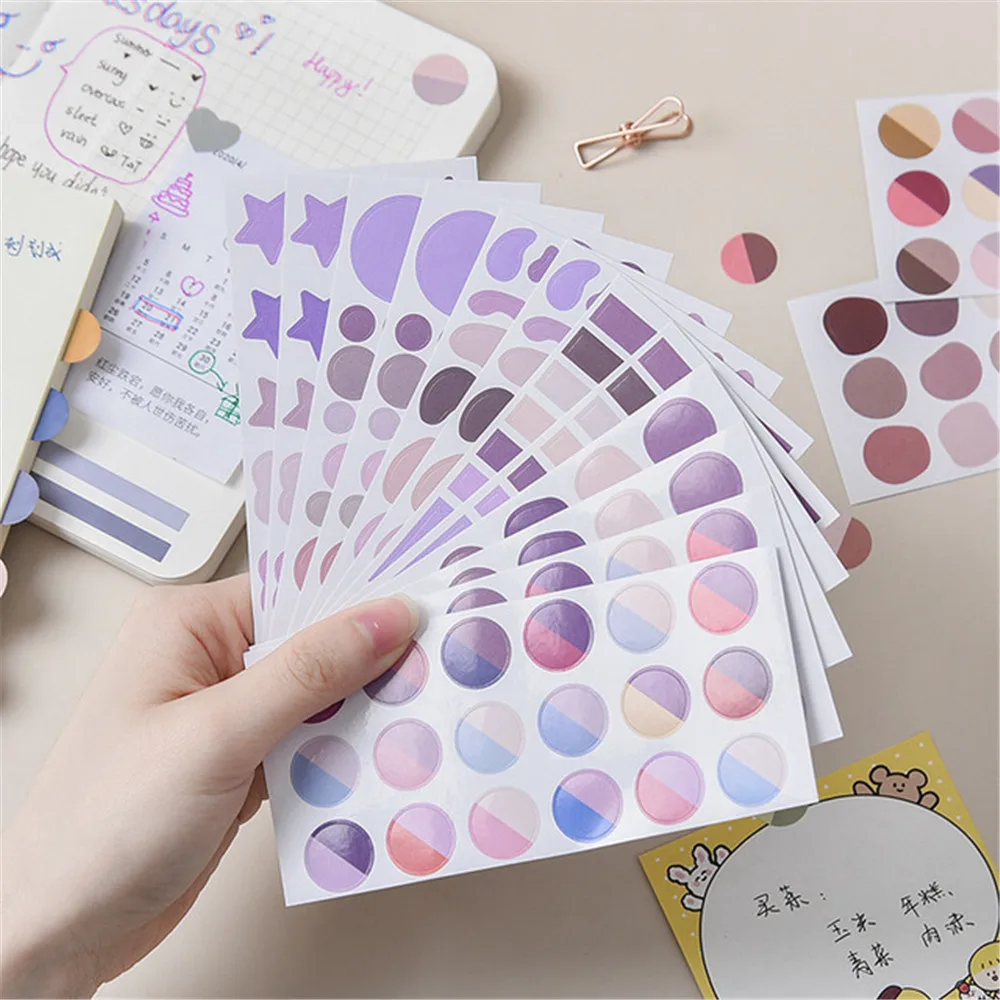 

6sheets Cute Colorful Mood Stickers Kawaii DIY Scrapbooking Diary Notebook Sticker Flakes Packaging Sealing Labels Gifts Tags