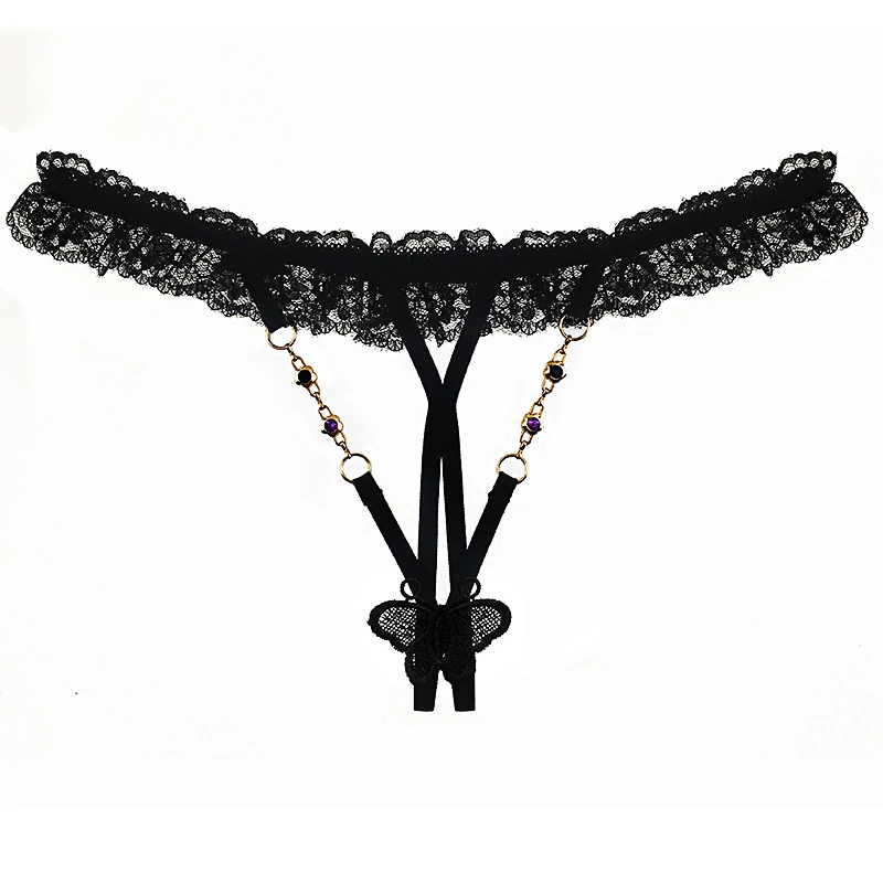 Модные полые сексуальные трусики кружевные стринги открытая промежность