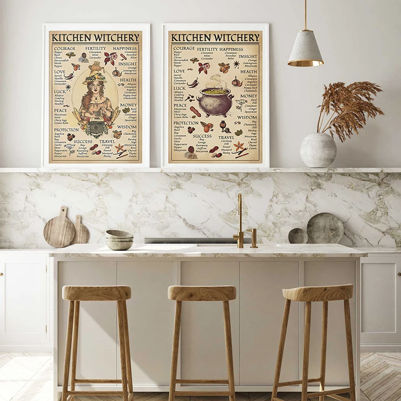 

Kitchen Witchery Funny Posters and Prints Decoration Canvas Wall Pictures Witches Magic Knowledge Art Painting Gifts Home Decor