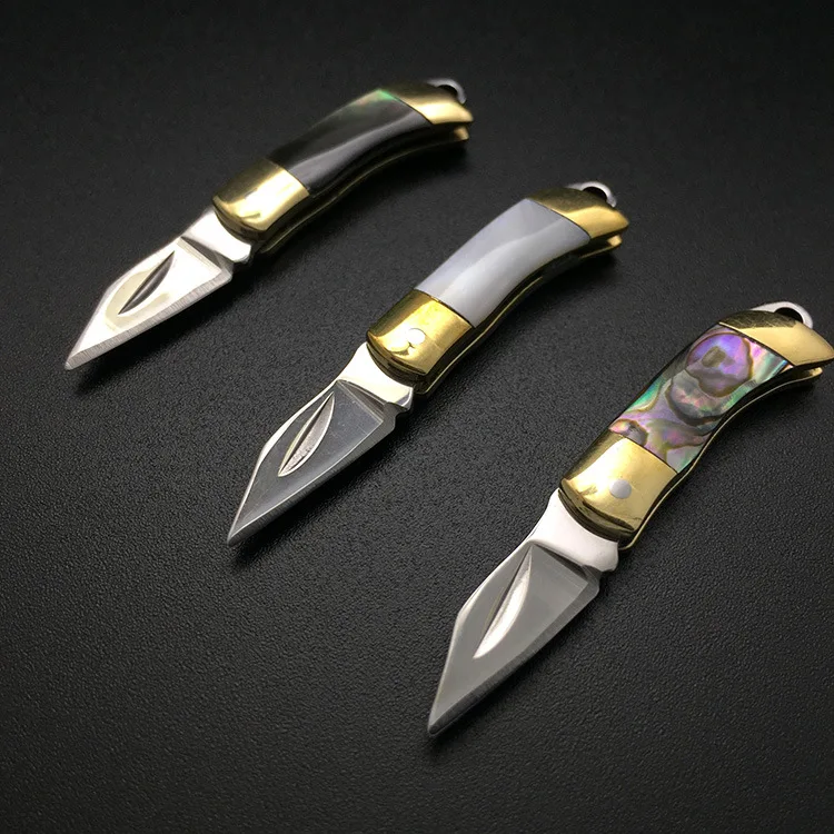 

MIni Beautiful Shell Necklace Folding Blade Knife Mini Pocket Wallet Keychain Knives Survival EDC Tool Cutter Peeler Dropship