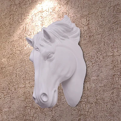 White Голова лошади, настенные украшения, 3D Животные, художественная скульптура, фигурки из смолы, ремесло, для дома, гостиной, настенные украшения - Цвет: White