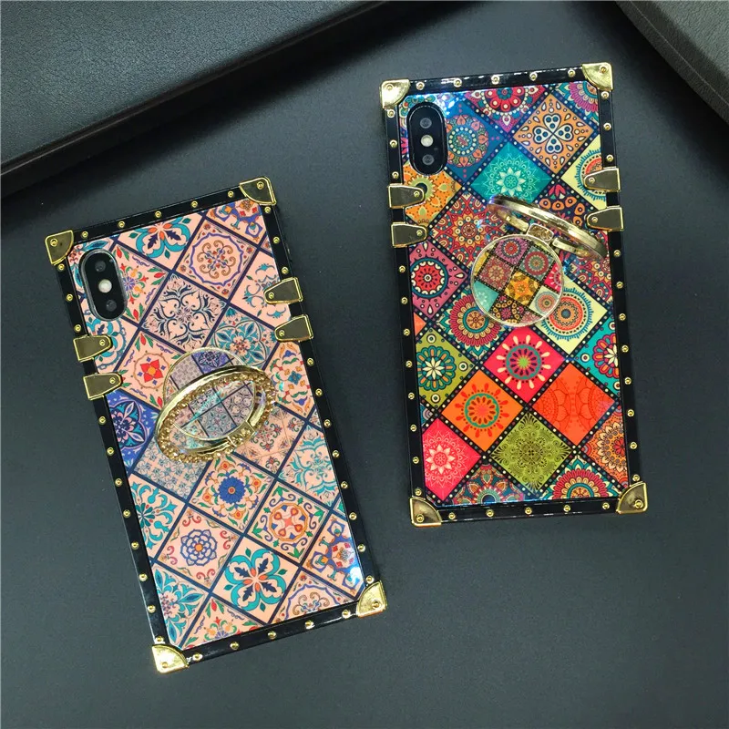 Элитный бренд плед Винтаж телефона квадратный чехол для samsung Galaxy S9 S10 J4 J6 плюс S8 Note 9 10 8 A30 A50 A70 M20 M30 A7