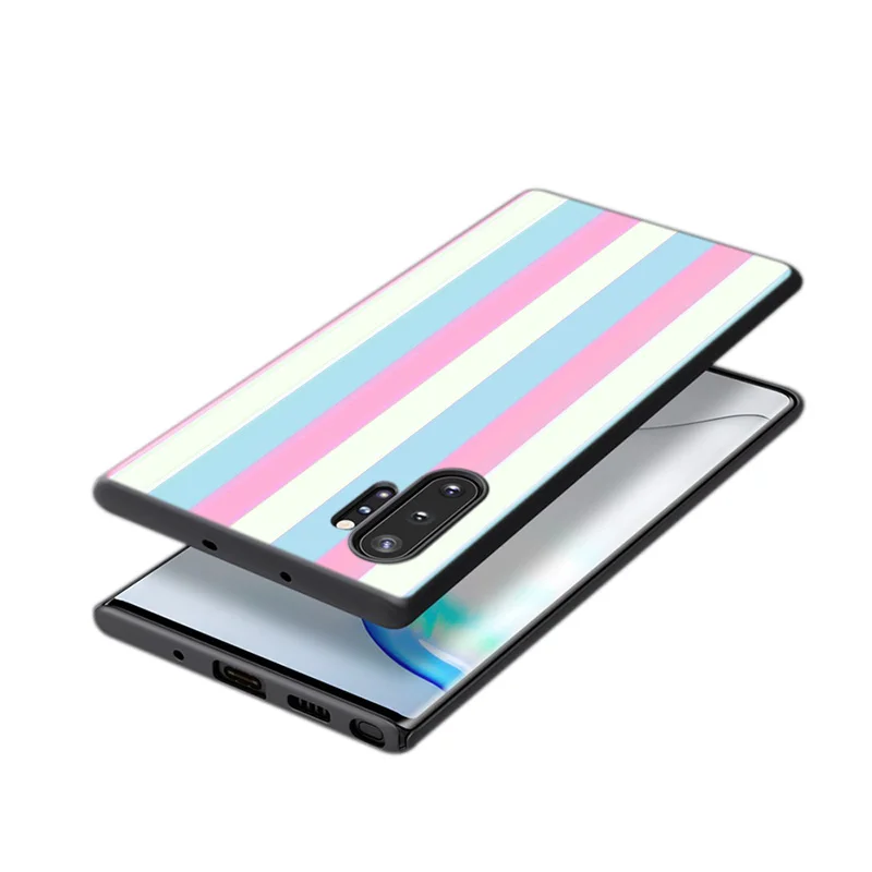 

Cute Striped Plaid For Samsung Galaxy Note 20 10 9 8 S21 S10 S10E S9 S8 S7 Ultra Lite Plus Pro 5G Black silicone soft Phone Case