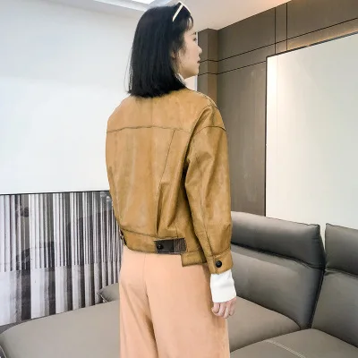 

2020 Women Spring Genuine Real Sheep Leather Jacket W21
