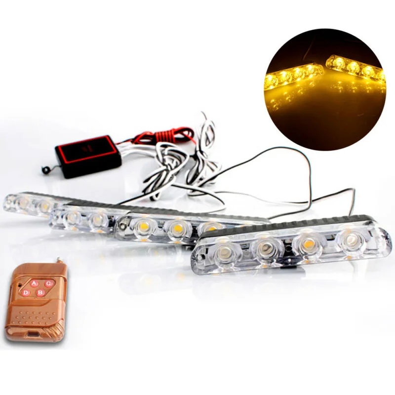 

Decor Light Bar With Control Box Wireless Remote 12V Amber Strobe Lamp