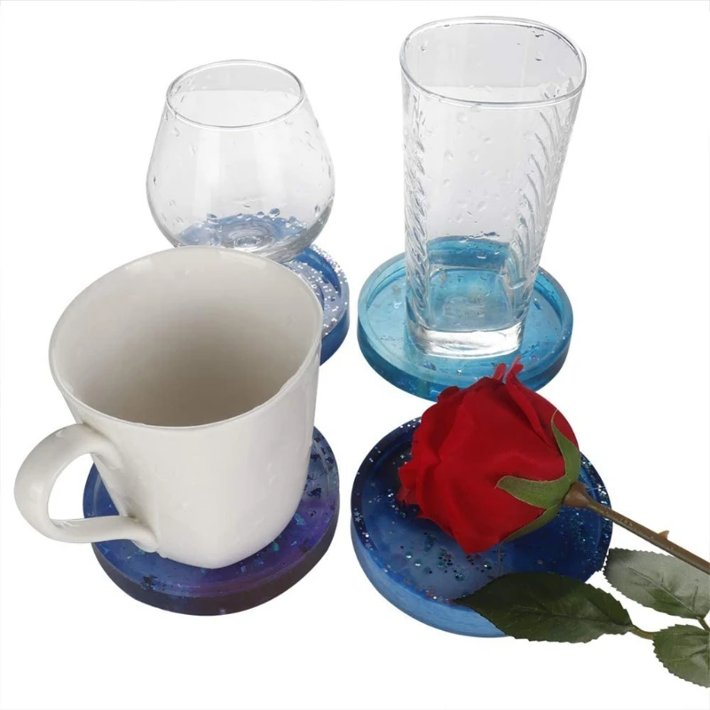 

9Pcs Silicone Round Square Hexagon Coaster Resin Casting Molds Kit Coaster Molds K3ND