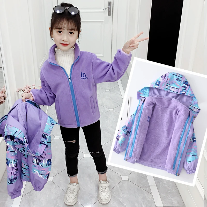 НОВЫЕ куртки для девочек Теплая Флисовая одежда детская осенне-зимняя