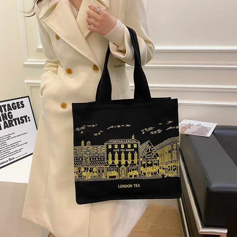 

CGCBAG Fashion 2022 Canvas Women Tote Bag Casual Large Capacity Shoulder Bag Female Printed Designe Handbag Women Shopper Bag