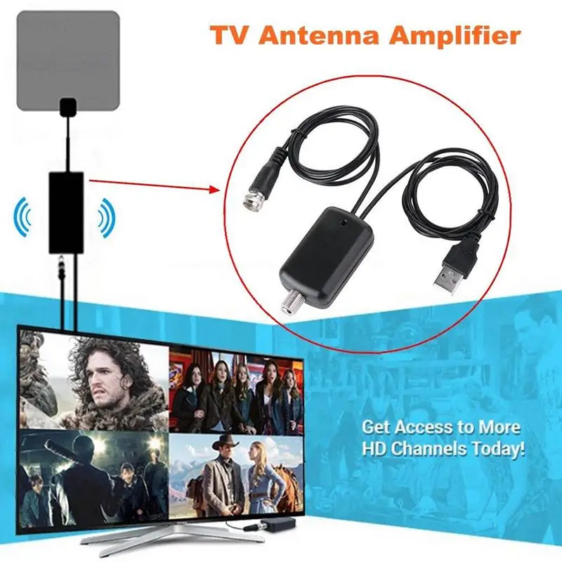 

25dB Indoor Digital TV Antenna HDTV Signal Amplifier Booster Adapter for DVB-T DVB-T2 ATSC PAL TV Fox Antenna With USB