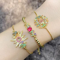 womens gold bracelets alphabet mom bracelet adjustable colorful zircon bracelet hand jewelry mothers day anniversary gifts