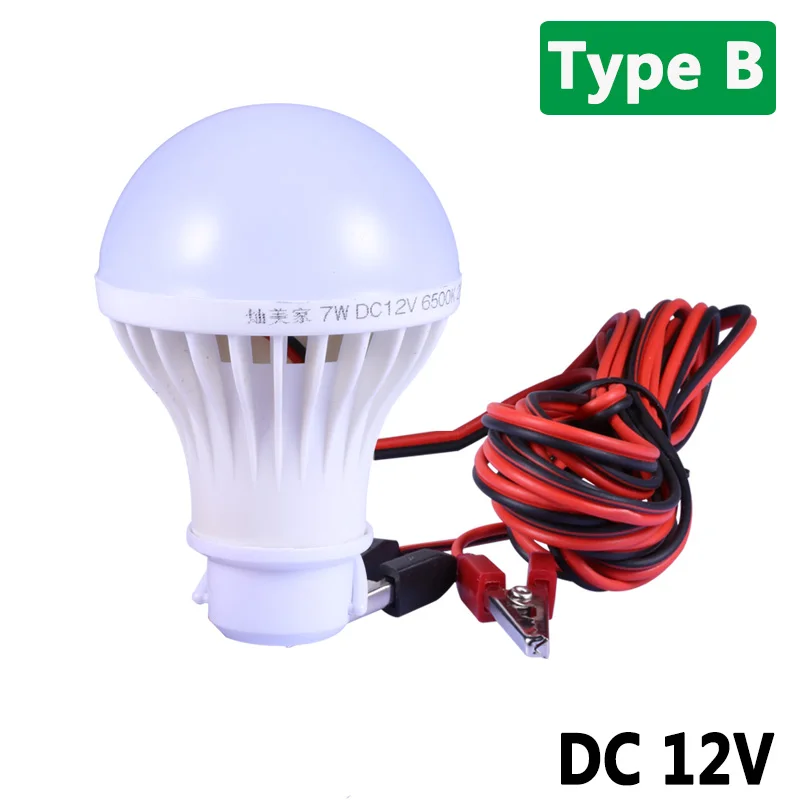 Type B With Clip Светодиодный светильник, DC 12 В, E27, светодиодный светильник 5 Вт, 7 Вт, 9 Вт, лампада 12 Вольт, уличный светильник, подвесной светильник для ночной рыбалки, походный светильник, холодный белый свет - Испускаемый цвет: Type B With Clip