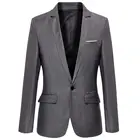 Мужской офисный пиджак 2021, мужской однотонный блейзер с длинными рукавами и лацканами для деловых встреч и вечеринок, Мужская простая однотонная куртка, блейзеры