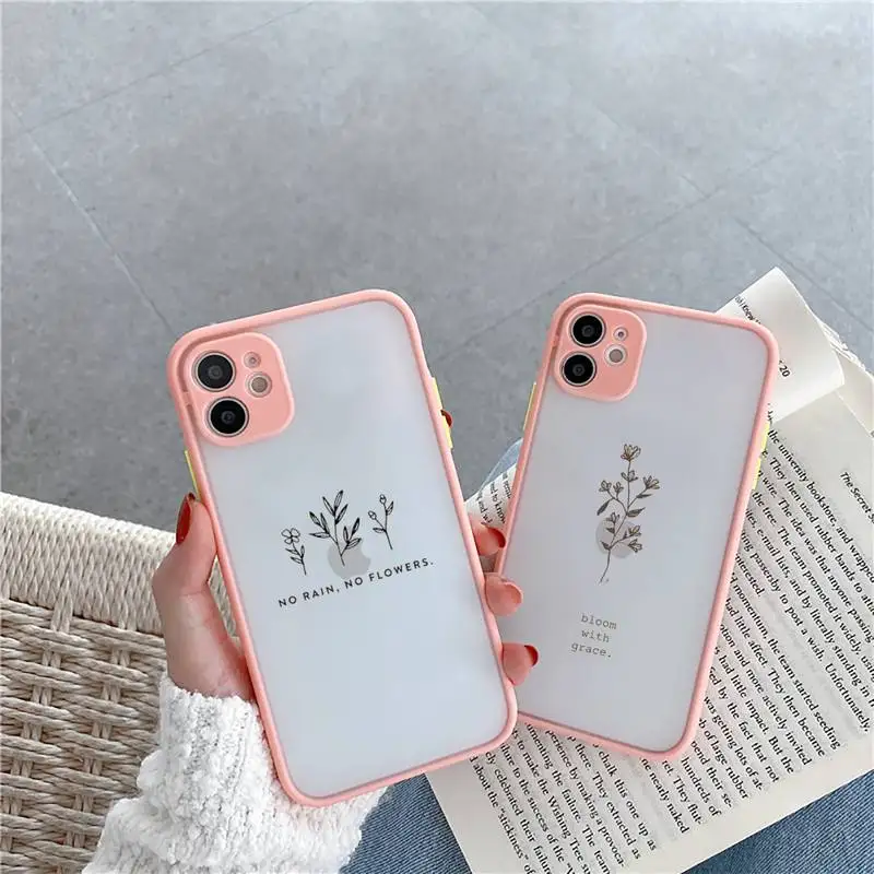 

Great Aesthetic Flower art Phone Case Pink matte transparent For iPhone 7 8 x xs xr 11 12 pro plus max mini Clear Funda