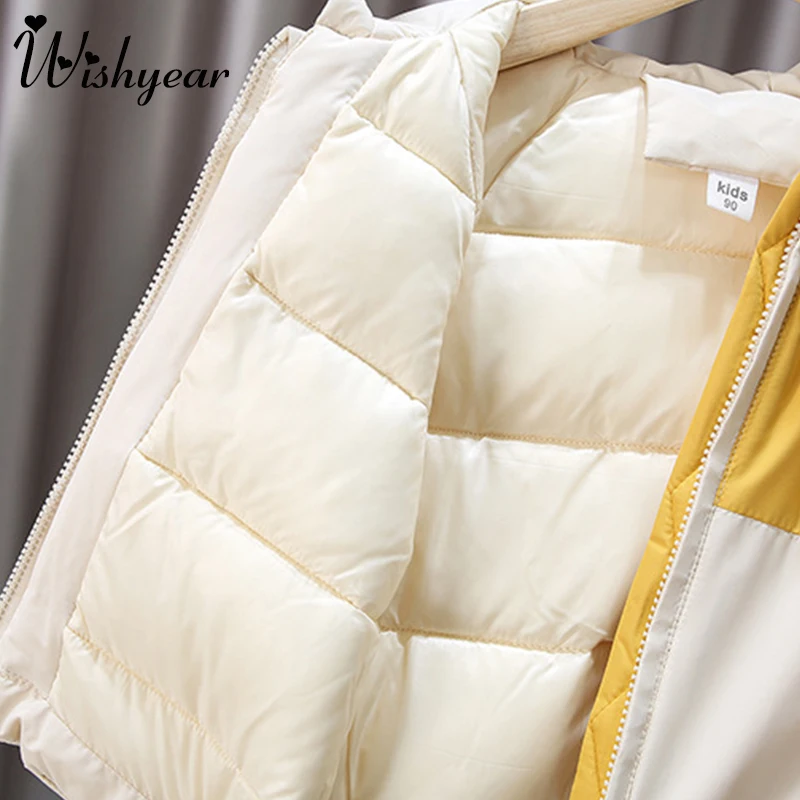 

Wishyear Winter Hooded Children Down Jackets For Girls Three Color Warm Kids Down Coats For Boys Chic Cartoon Outerwear Clothes