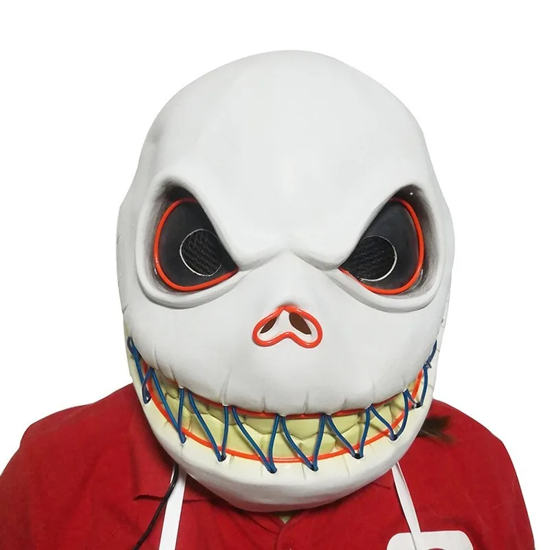 

New Halloween Luminous Jack Skellington Latex Mask The Nightmare Before Christmas Skull Jack Cosplay Mask