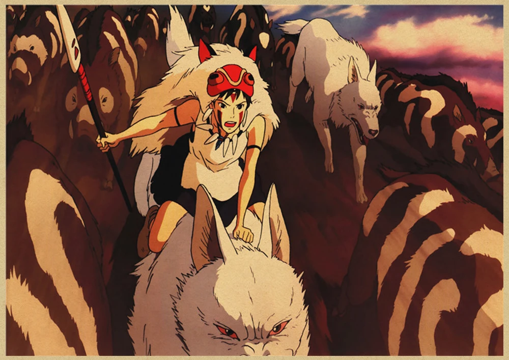Mononoke Hime Miyazaki Hayao core мультфильм крафт бумага постер для стены в детской комнате