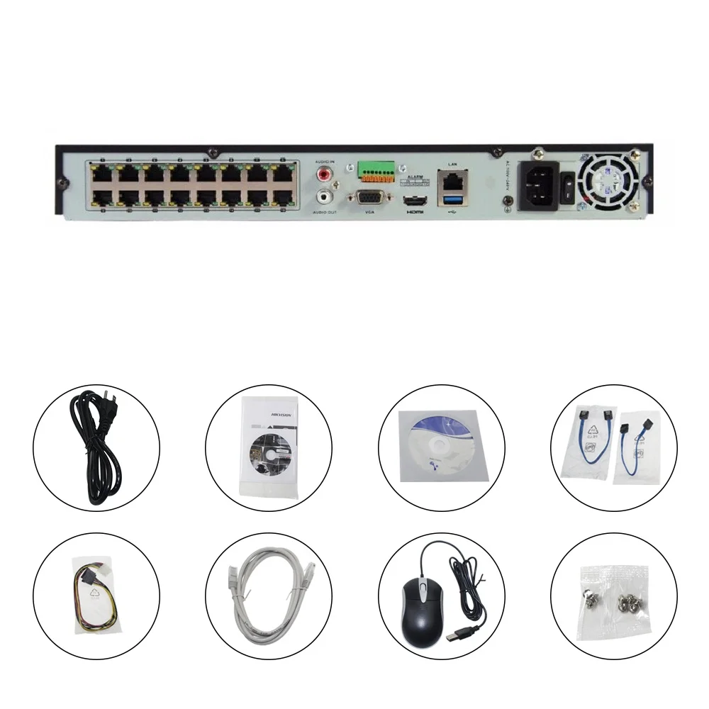 Порты Hikvision 16ch NVR с 2 портами SATA 16P английская версия Поддержка plug & play