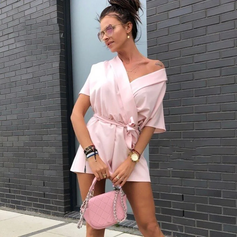 2020 летний женский новый сексуальный комбинезон с треугольным вырезом Модный