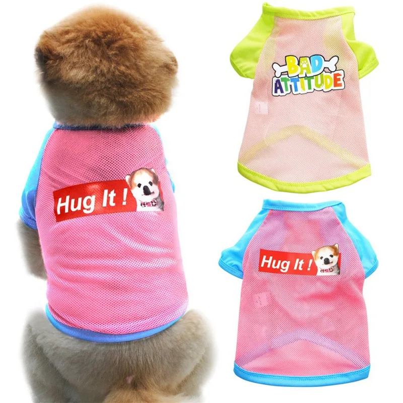 

XS-L Dog Shirt Summer Beach Shirt for French Bulldog Small Medium Pet Clothes Cute Letter Dogs Clothing Breathable Dog Clothes