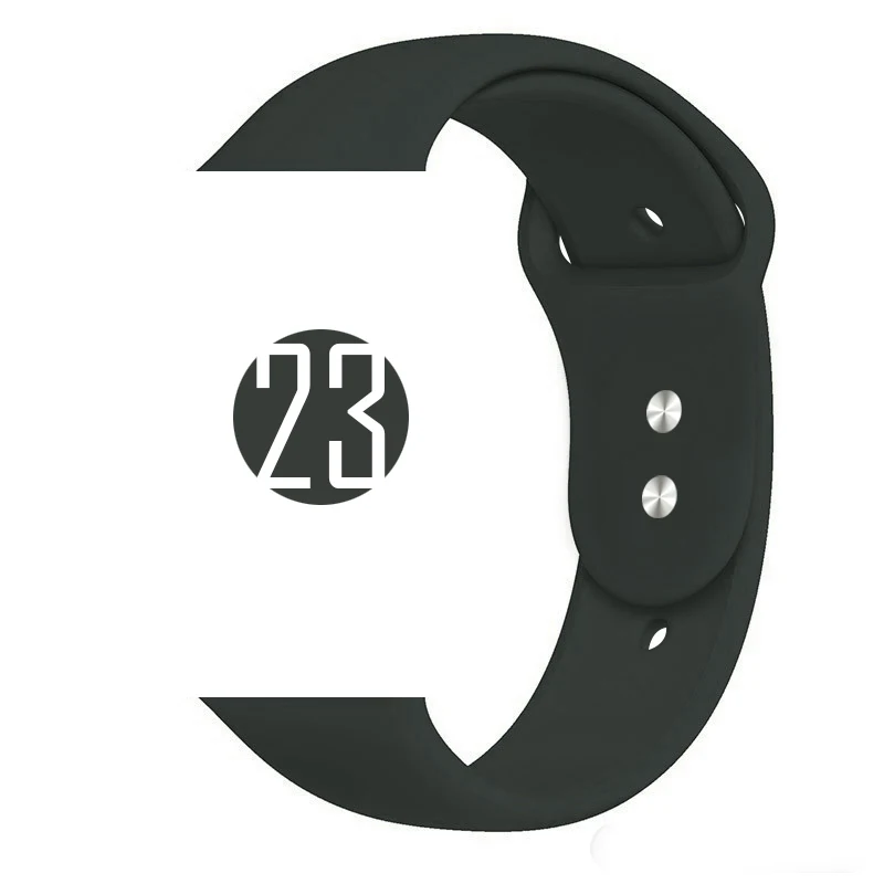 23 Dark Teal Цветной мягкий силиконовый спортивный ремешок для Apple Watch Series 5 4 3 2 1 38 мм 42 мм резиновый ремешок для часов iWatch 5 4 40 мм 44 мм - Цвет ремешка: 23 Dark Teal