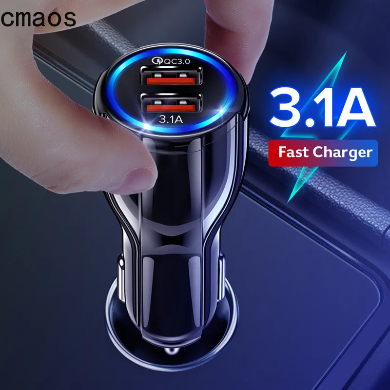

18W 3.1A Car Charger Dual USB Fast Charging QC Phone Charger Adapter For iPhone 11 Pro Max 6 7 8 Plus Xiaomi Redmi Huawei