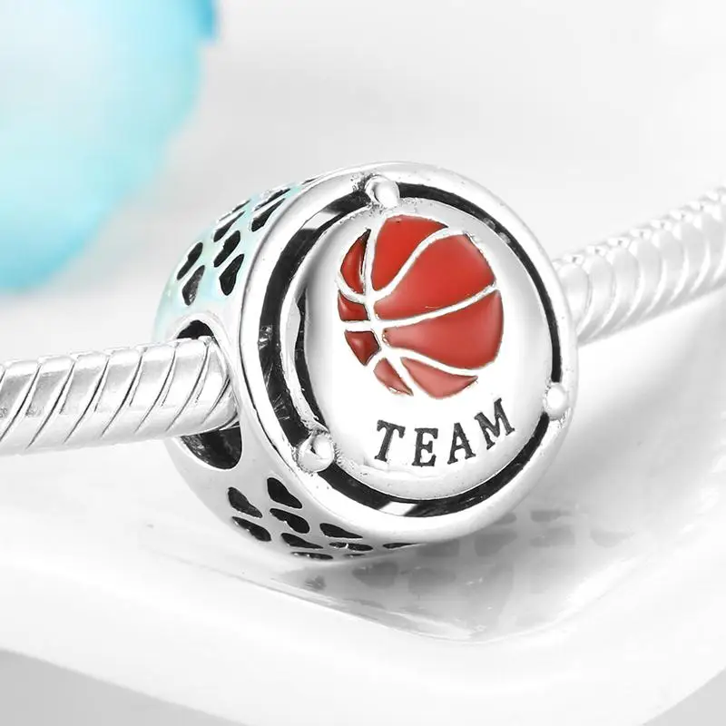 Подлинное 925 пробы серебро рукоделия круглая форма волейбол Шарм драгоценные