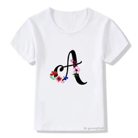 summer new style hot sale kids tshirt cute flower letter print t shirt for girls tops for kids birthday gift childrens clothing
