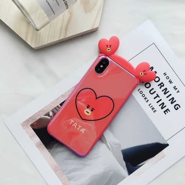 Чехол с 3D синим светом для iphone 11 X XR XS Pro Max Cartoon bear, чехлы для телефонов iphone 8 7 6 6S Plus, чехол Розовая пантера - Цвет: A
