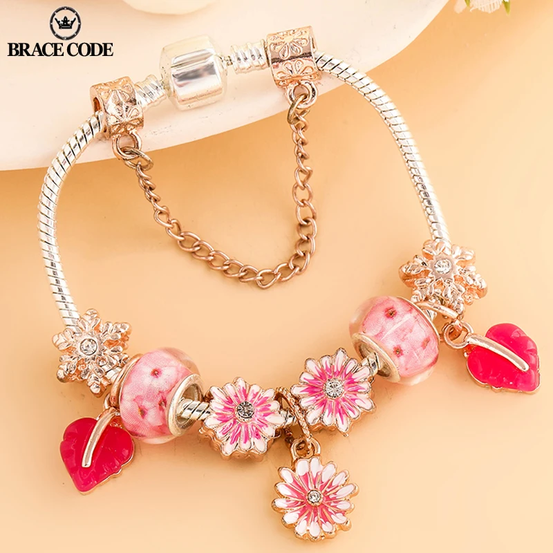 

New Foreign Trade Supply Rose Gold Crystal Charm Ladies Bracelet DIY Jewelry Boutique Brand Ladies Bracelet Gift Direct Sales