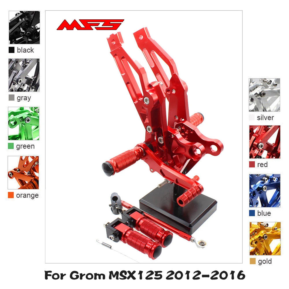 Регулируемые подножки для мотоцикла MFS черные Honda Grom MSX125 2012 2013 2014 2015 2016|Подставки