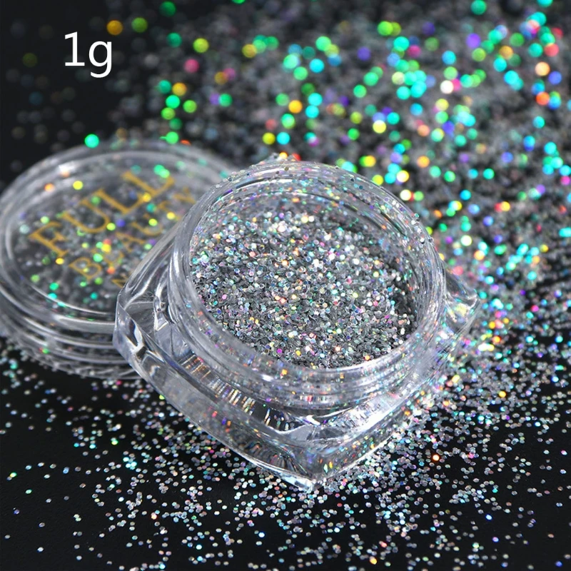 

8Pc Holographic Silvery Fine Glitter Epoxy Resin Metallic Silver Festival Sequin