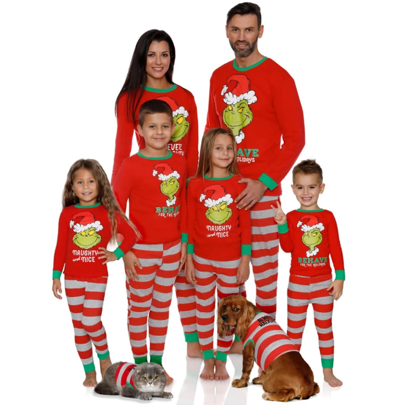 Happy Family Suit Животных Семья Домашняя одежда наборы Хлопковая пижама, костюм на Рождество, для родителей комплекты детской одежды для мальчиков и девочек, комплект одежды - Цвет: Happy Family Suit