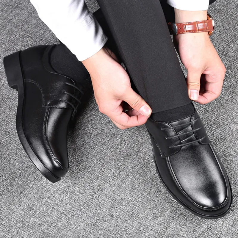 

2021 Early Autumn New British Style Men's Dress Shoes Pointed Toe Solid Colors Casual Business Shoes Breathable Fashion for Work