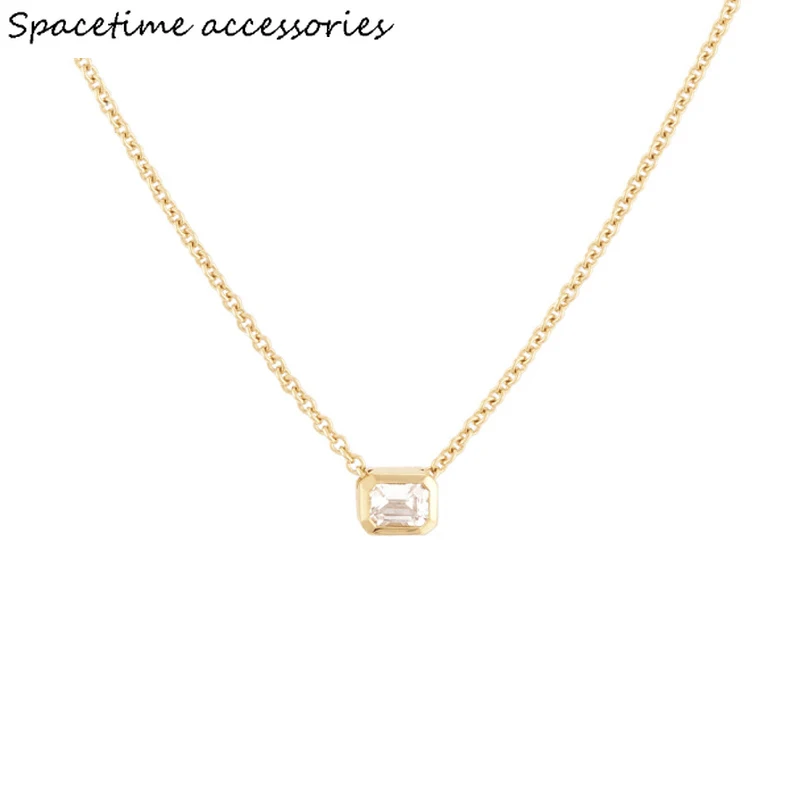 

EarringReal 1 Carat Emerald Cut D color Moissanite Pendant Necklace Gold Color 100% 925 Sterling Silver Party Fine Jewelry Gifts