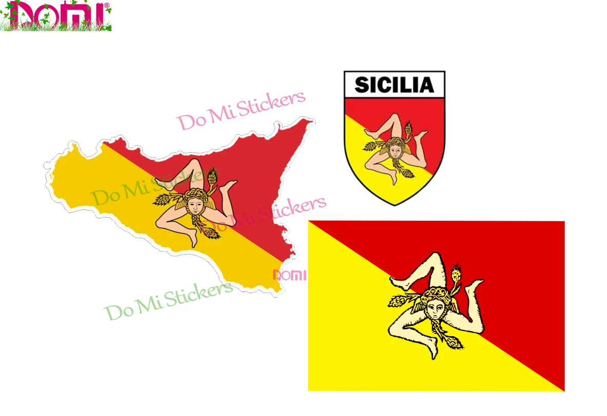 

Sticker Car Moto Map Flag Vinyl Outside Wall Decal Macbbook Sicily Sicilia for Motocross Racing Laptop Helmet Trunk Wall Fridge